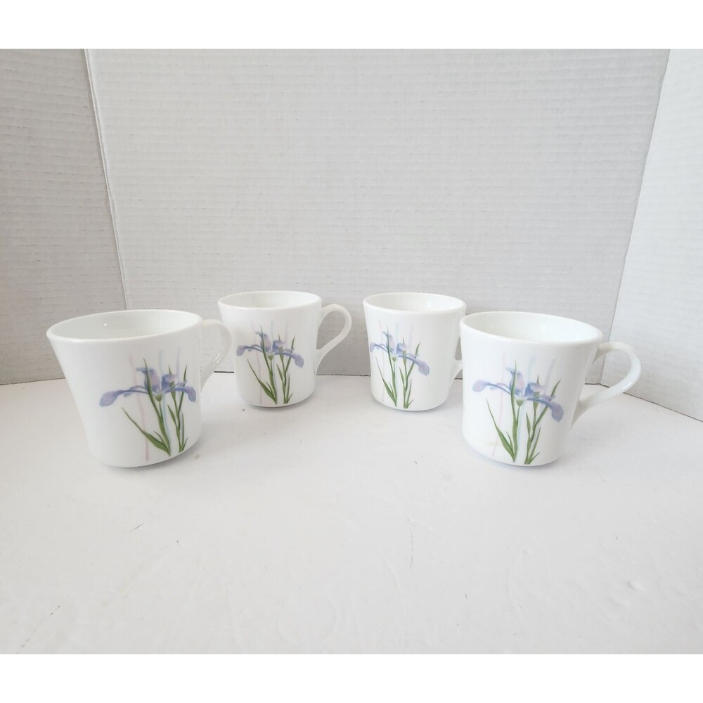 Corelle Corning Shadow Iris Coffee Tea Cups Vintage (Set of 4) Chip Resistant